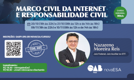 Juiz  o STF ministra curso sobre Marco Civil da Internet e responsabilidade civil na OAB-PI
