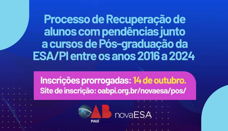 Processo de Recuperação de Alunos com Pendências junto a Cursos de Pós Graduação da ESA/PI entre os anos 2016 a 2024